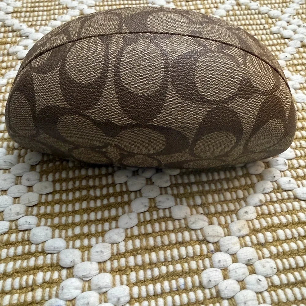 Coach Eyeglass Sunglasses Case Classic Logo Monogram Hard Clamshell Brown